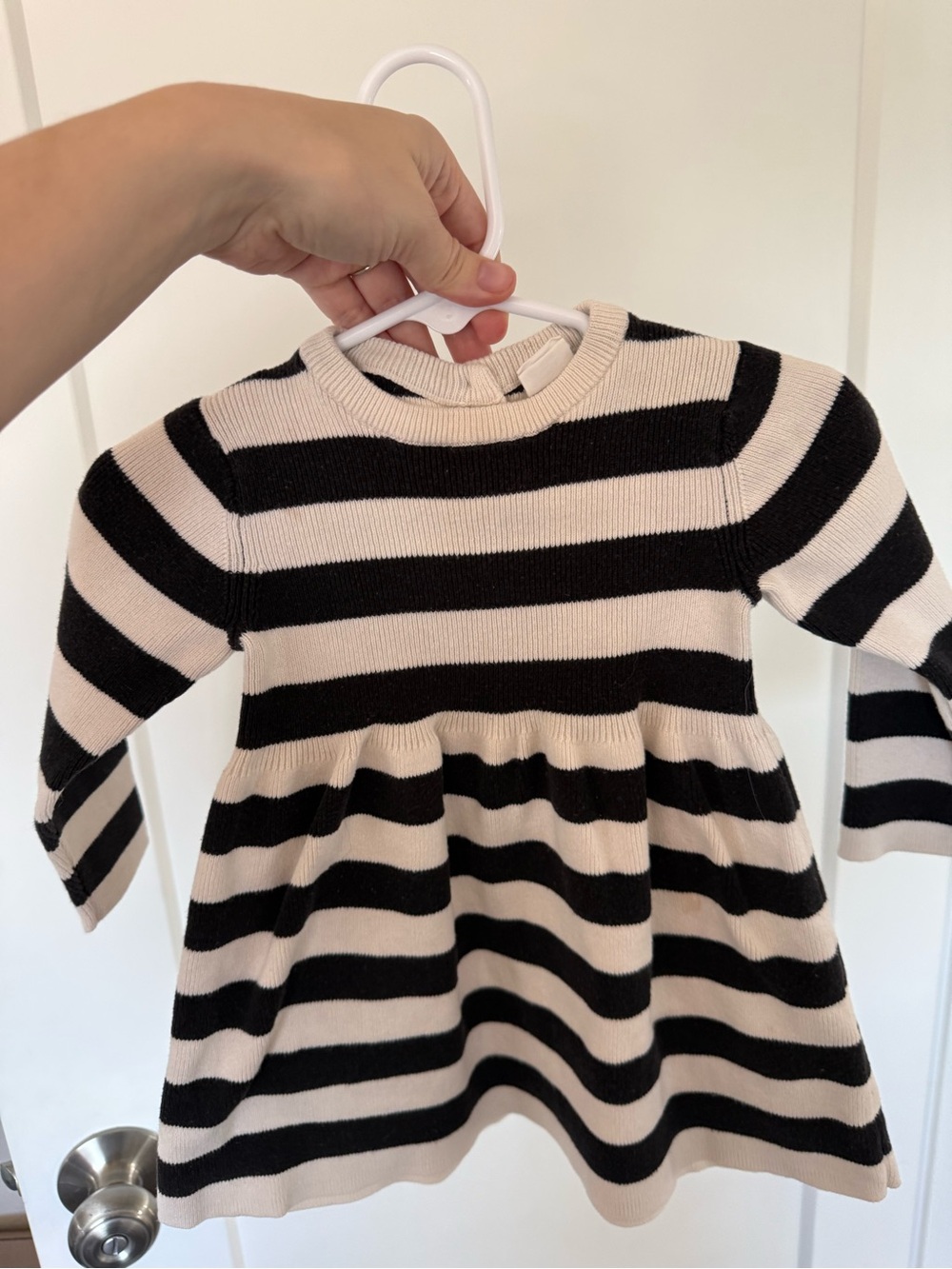 H&M  Black and Cream Striped Knit Dress